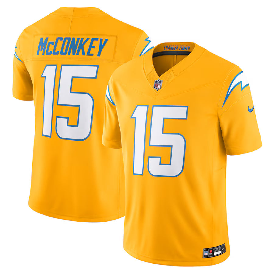 Ladd McConkey Los Angeles Chargers Alternate Charger Power Jersey - Gold football jersey product view 1