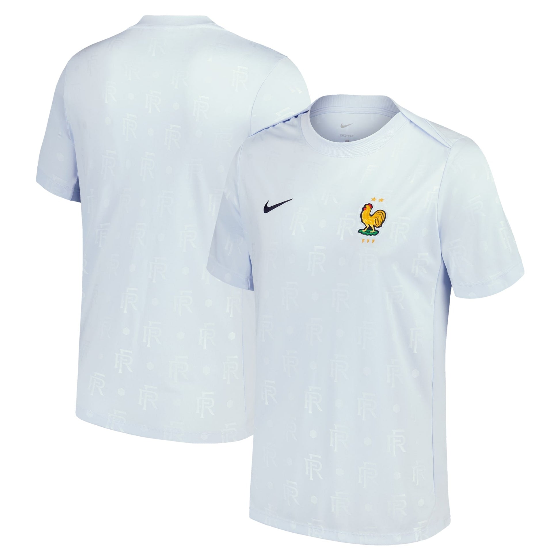 France National Team 2024 Academy Pro Pre-Match Top - Light Blue sports jersey product view 1