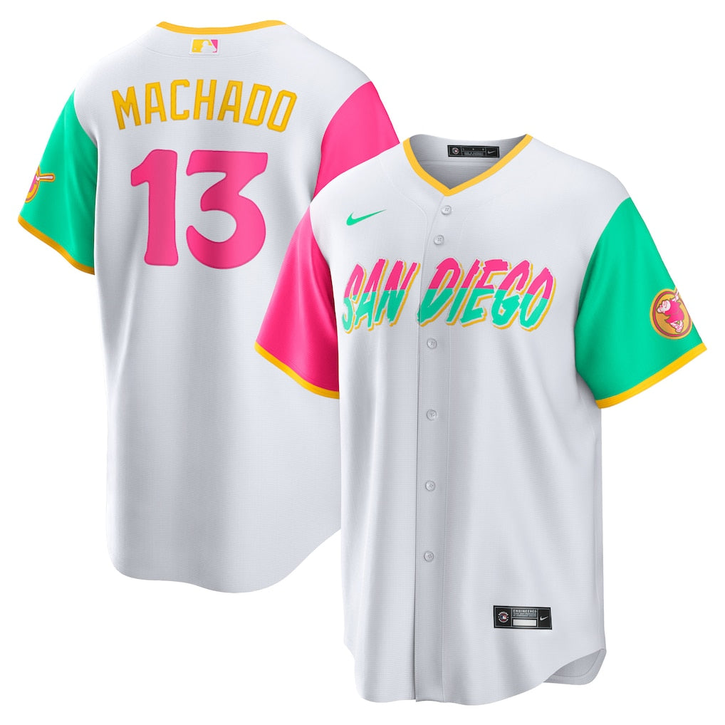 Manny Machado San Diego Padres City Connect Player Jersey - White baseball jersey product view 1
