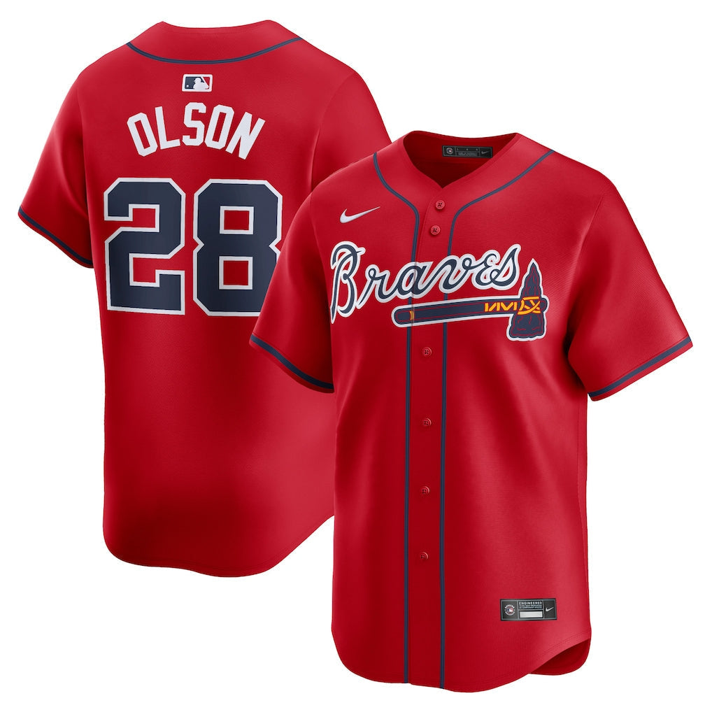 Matt Olson Atlanta Braves Alternate Limited Player Jersey Red baseball jersey product view 1