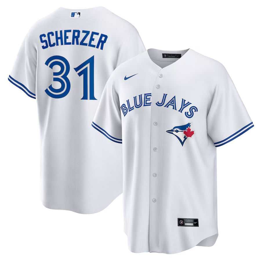 Max Scherzer Toronto Blue Jays Home Jersey - White baseball jersey product view 1