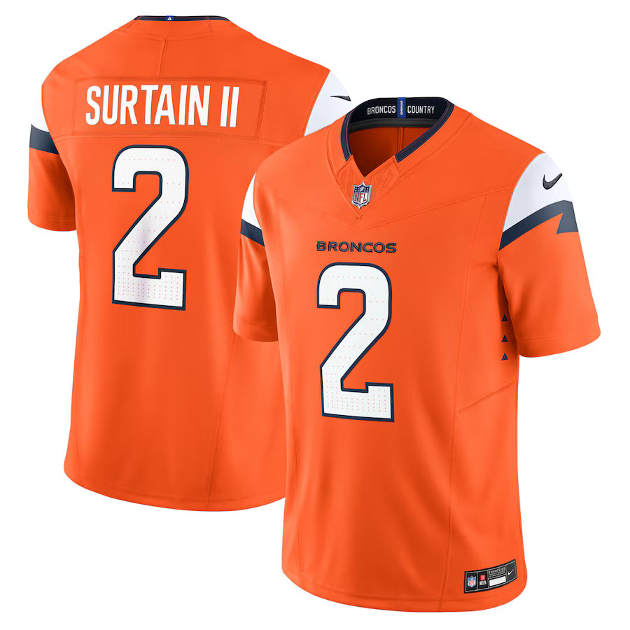 Patrick Surtain II Denver Broncos Mile High Collection Jersey - Orange football jersey product view 1