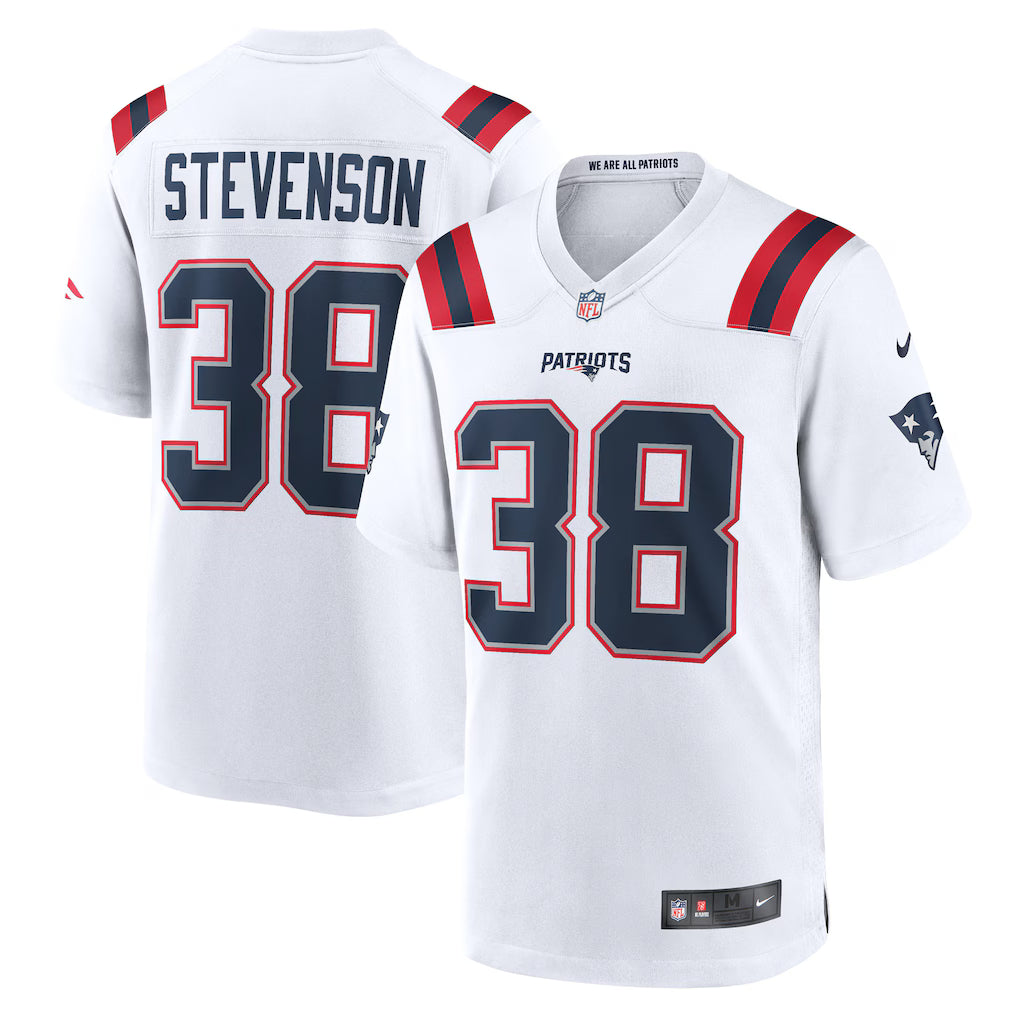 Rhamondre Stevenson New England Patriots Jersey - White football jersey product view 1