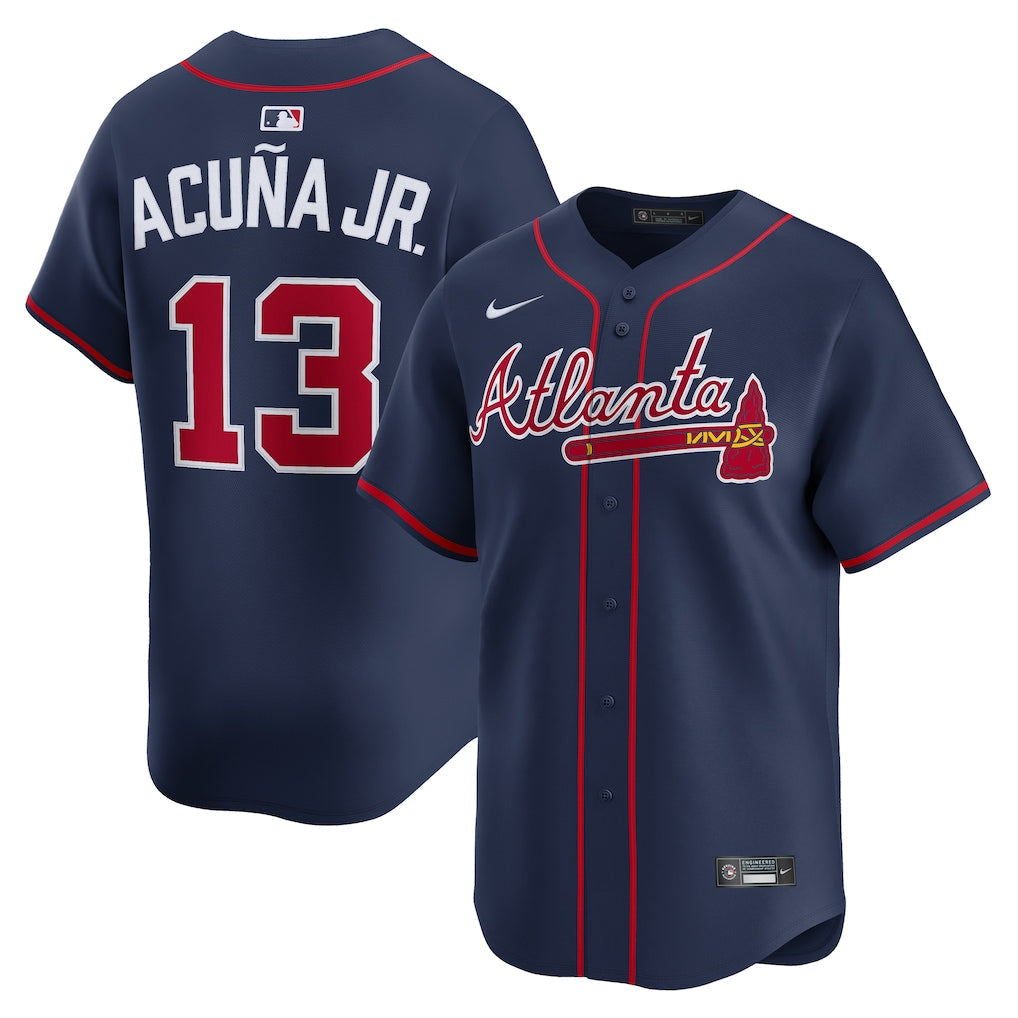 Ronald Acuna Jr. Atlanta Braves Alternate Limited Jersey - Navy baseball jersey product view 1