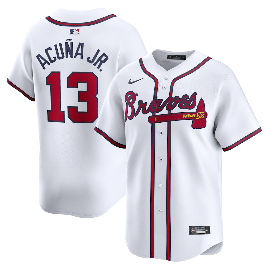 Ronald Acuna Jr. Atlanta Braves Home Limited Player Jersey - White baseball jersey product view 1