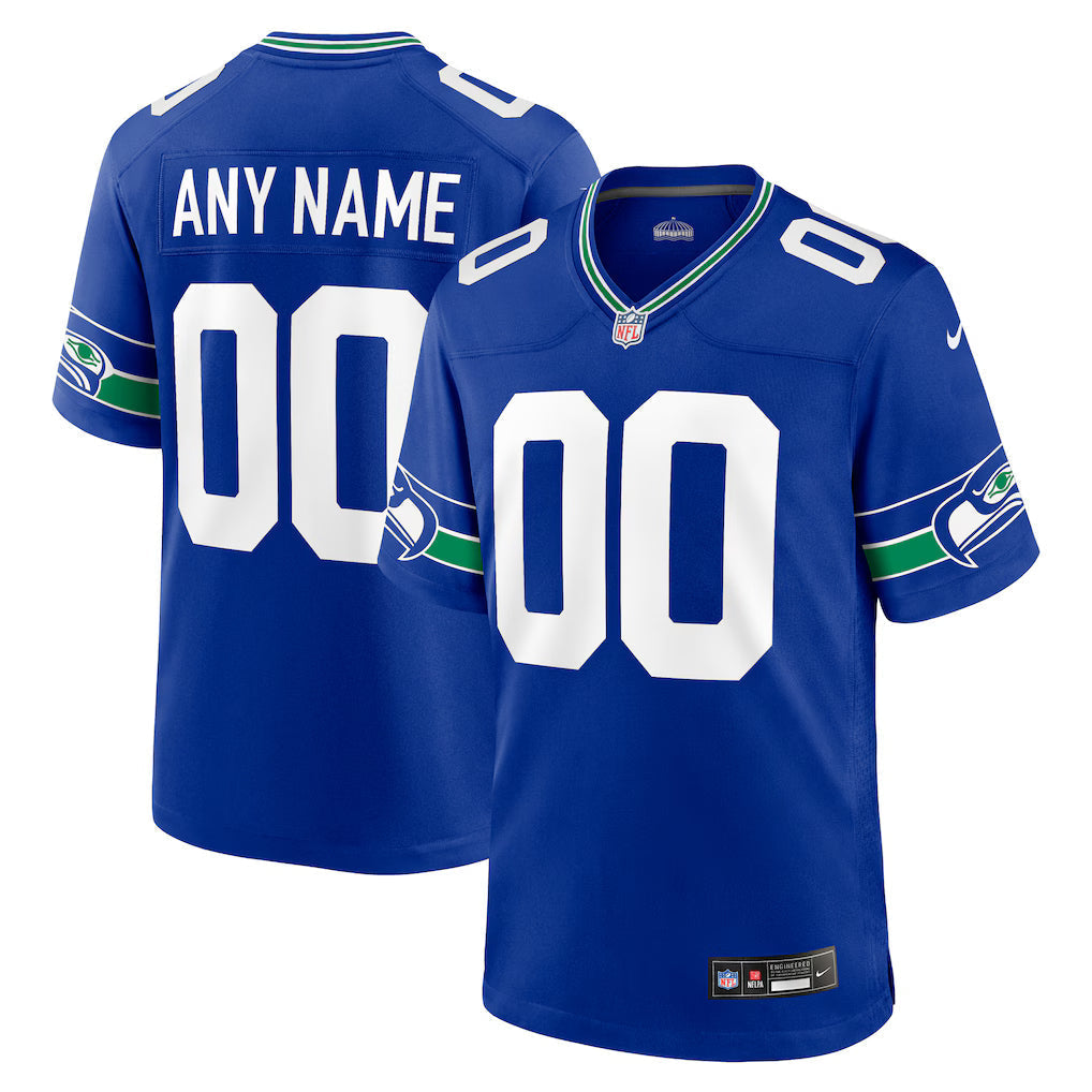 Custom Seattle Seahawks Throwback Jersey - Royal Blue football jersey product view 1
