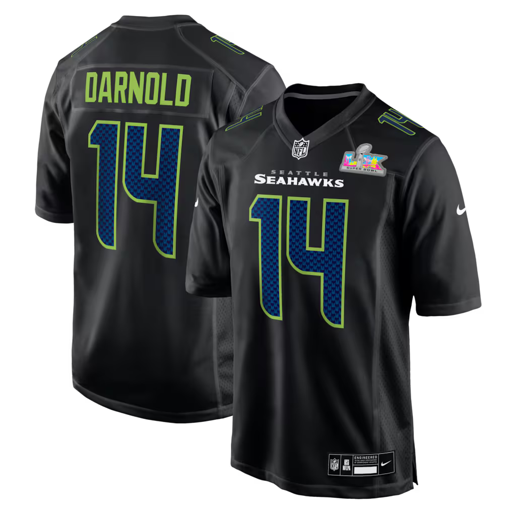 Sam Darnold Seattle Seahawks Super Bowl LX Patch Jersey - Carbon Black football jersey product view 1