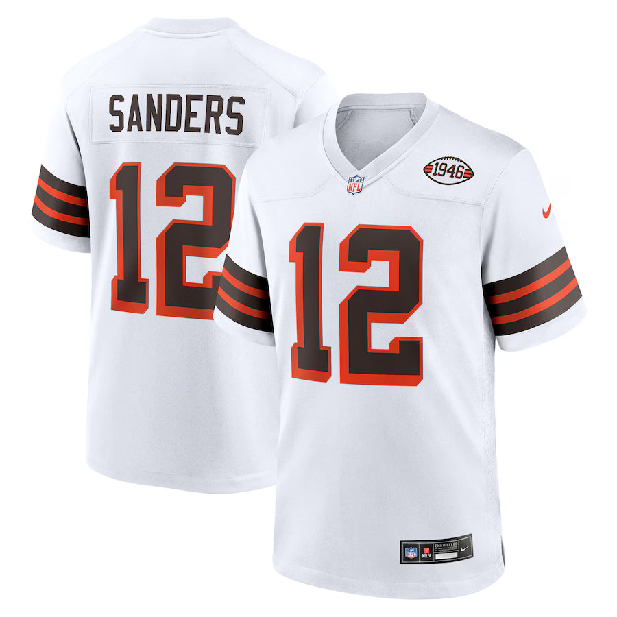 Shedeur Sanders Cleveland Browns 2025 NFL Draft 2nd Alternate Jersey - White football jersey product view 1