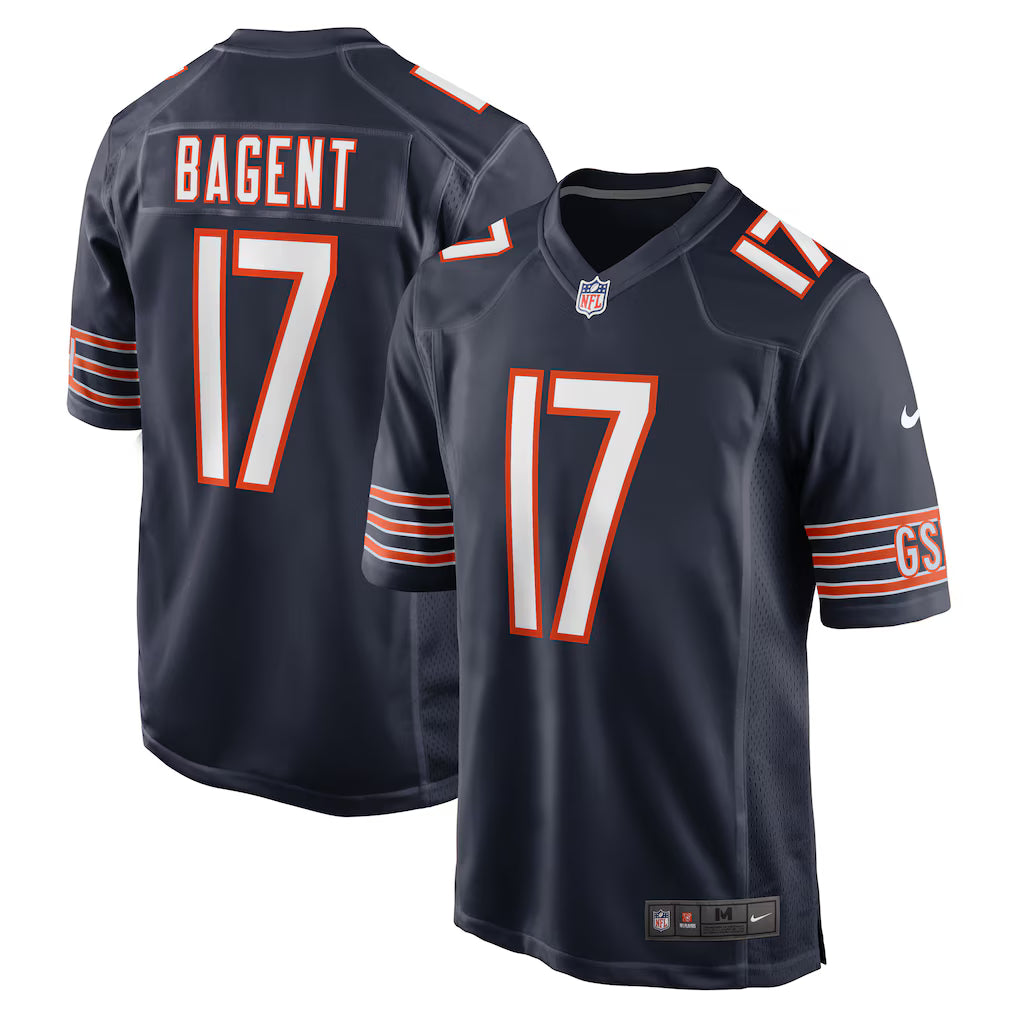Tyson Bagent Chicago Bears Jersey - Navy football jersey product view 1