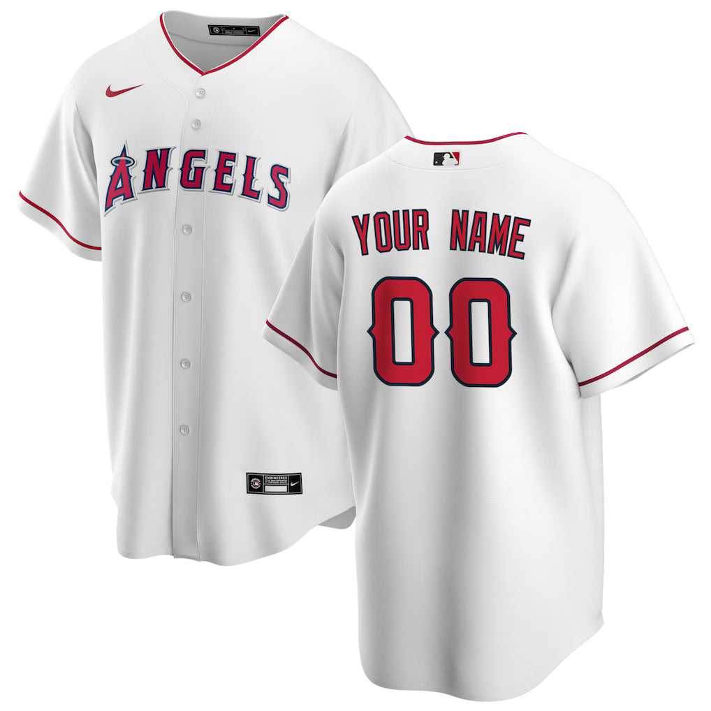 Custom Los Angeles Angels Home Jersey - White baseball jersey product view 1