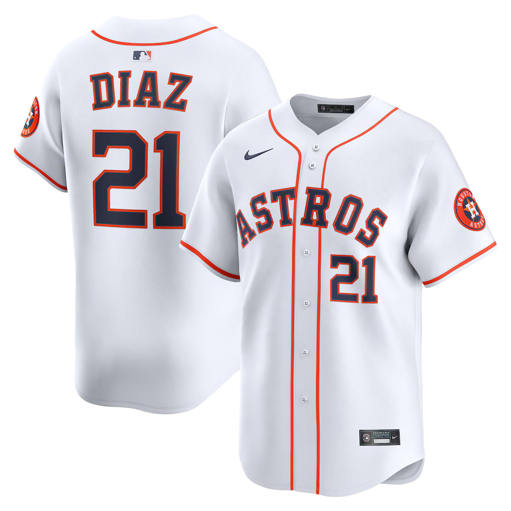 Yainer Diaz Houston Astros Jersey - White baseball jersey product view 1
