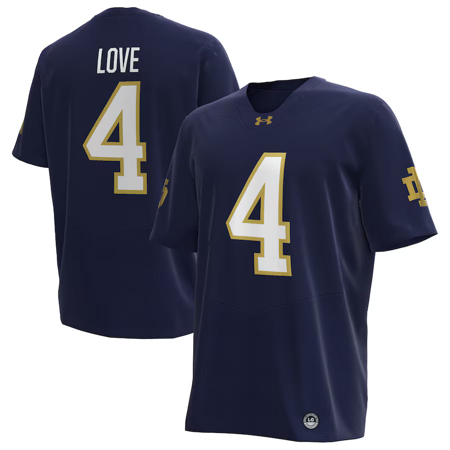 Jeremiyah Love Notre Dame Fighting Irish Jersey - Navy sports jersey product view 1