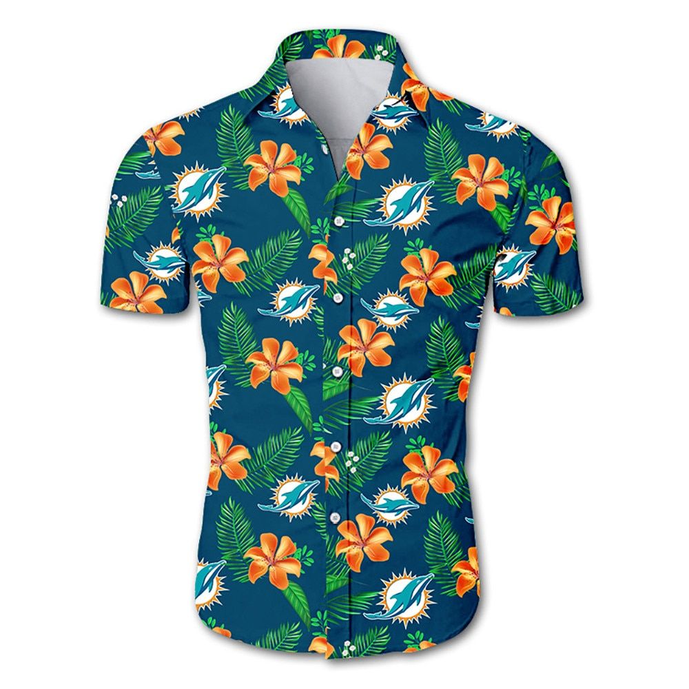 Miami Dolphins Hawaiian Shirt: Tropical Flower, Summer Collection, Trendy Aloha Unisex T-shirt, Sweatshirt, Hoodie, Long Sleeve Tee - T-Shirt, Sweatshirt, Hoodie