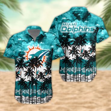 Miami Dolphins Palm Trees Sunset Hawaiian Shirt Unisex T-shirt, Sweatshirt, Hoodie, Long Sleeve Tee - T-Shirt, Sweatshirt, Hoodie