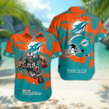 Miami Dolphins Personalized Gridiron Warrior Hawaiian Shirt Unisex T-shirt, Sweatshirt, Hoodie, Long Sleeve Tee - T-Shirt, Sweatshirt, Hoodie