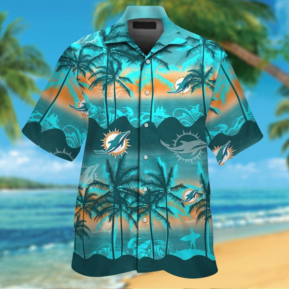 Miami Dolphins Short Sleeve Button Up Tropical Hawaiian Shirt VER01 Unisex T-shirt, Sweatshirt, Hoodie, Long Sleeve Tee - T-Shirt, Sweatshirt, Hoodie