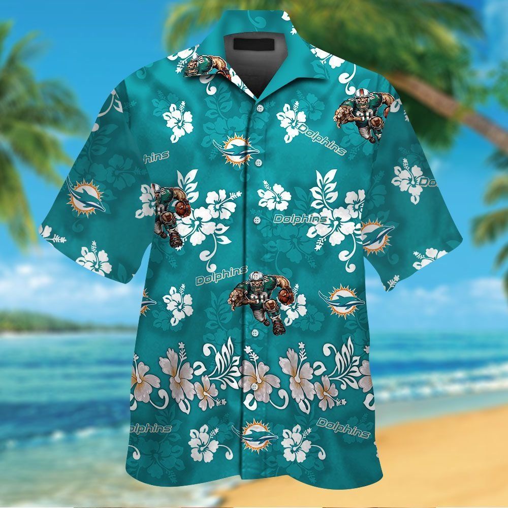 Miami Dolphins Short Sleeve Button Up Tropical Hawaiian Shirt VER014 Unisex T-shirt, Sweatshirt, Hoodie, Long Sleeve Tee - T-Shirt, Sweatshirt, Hoodie