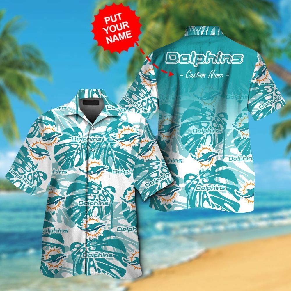 Miami Dolphins Short Sleeve Button Up Tropical Hawaiian Shirt VER015 Unisex T-shirt, Sweatshirt, Hoodie, Long Sleeve Tee - T-Shirt, Sweatshirt, Hoodie