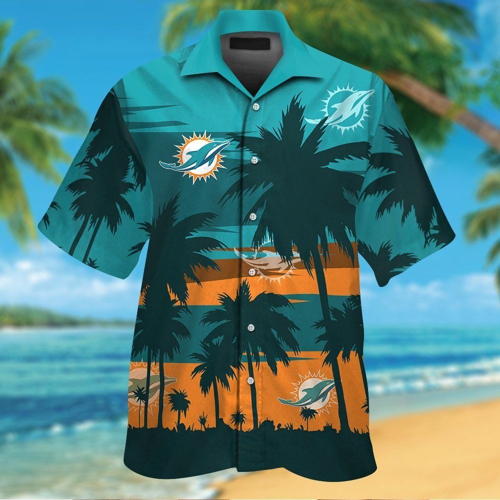 Miami Dolphins Short Sleeve Button Up Tropical Hawaiian Shirt VER019 Unisex T-shirt, Sweatshirt, Hoodie, Long Sleeve Tee - T-Shirt, Sweatshirt, Hoodie