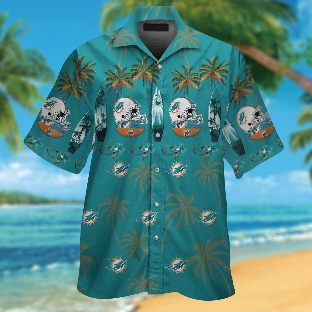 Miami Dolphins Short Sleeve Button Up Tropical Hawaiian Shirt VER02 Unisex T-shirt, Sweatshirt, Hoodie, Long Sleeve Tee - T-Shirt, Sweatshirt, Hoodie