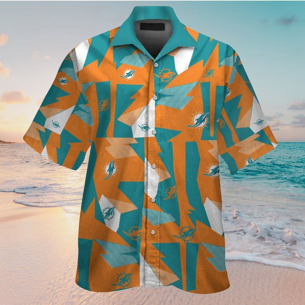 Miami Dolphins Short Sleeve Button Up Tropical Hawaiian Shirt VER023 Unisex T-shirt, Sweatshirt, Hoodie, Long Sleeve Tee - T-Shirt, Sweatshirt, Hoodie