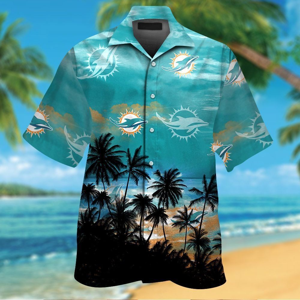 Miami Dolphins Short Sleeve Button Up Tropical Hawaiian Shirt VER026 Unisex T-shirt, Sweatshirt, Hoodie, Long Sleeve Tee - T-Shirt, Sweatshirt, Hoodie