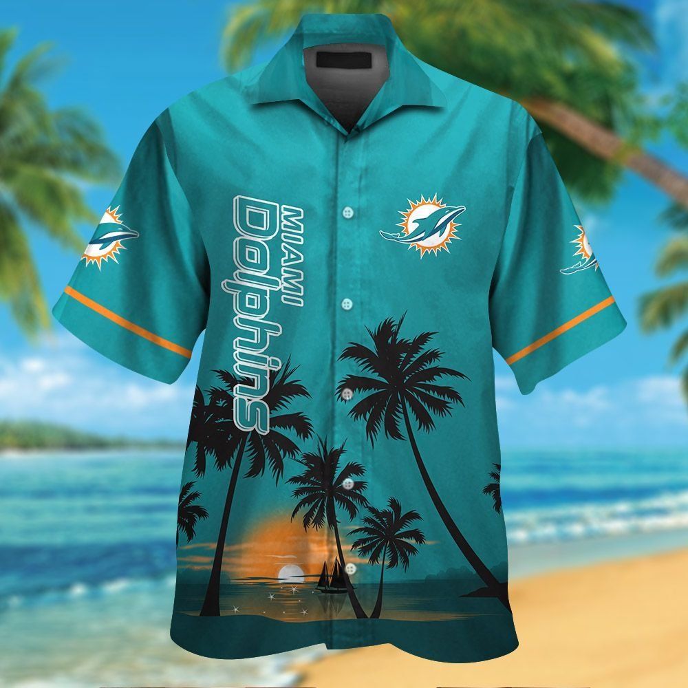 Miami Dolphins Short Sleeve Button Up Tropical Hawaiian Shirt VER027 Unisex T-shirt, Sweatshirt, Hoodie, Long Sleeve Tee - T-Shirt, Sweatshirt, Hoodie