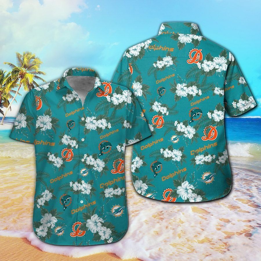 Miami Dolphins Short Sleeve Button Up Tropical Hawaiian Shirt VER05 Unisex T-shirt, Sweatshirt, Hoodie, Long Sleeve Tee - T-Shirt, Sweatshirt, Hoodie