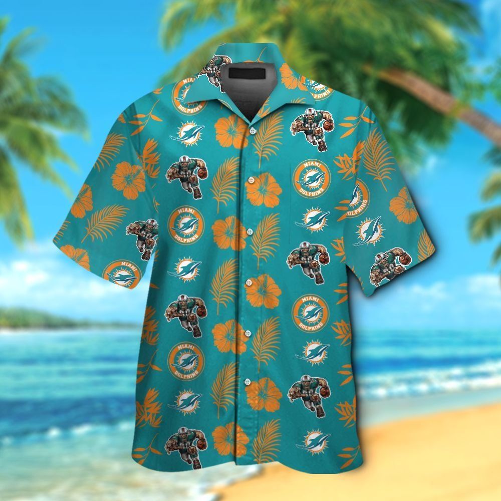 Miami Dolphins Short Sleeve Button Up Tropical Hawaiian Shirt VER06 Unisex T-shirt, Sweatshirt, Hoodie, Long Sleeve Tee - T-Shirt, Sweatshirt, Hoodie