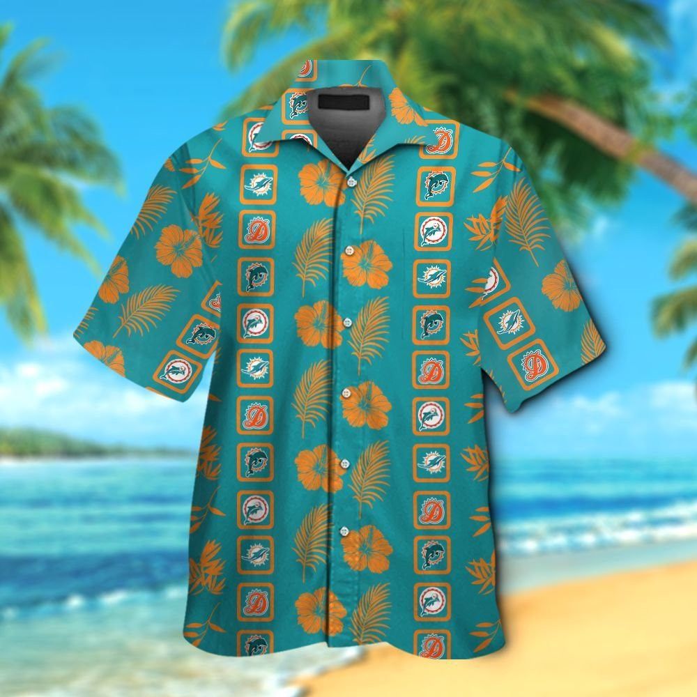 Miami Dolphins Short Sleeve Button Up Tropical Hawaiian Shirt VER07 Unisex T-shirt, Sweatshirt, Hoodie, Long Sleeve Tee - T-Shirt, Sweatshirt, Hoodie