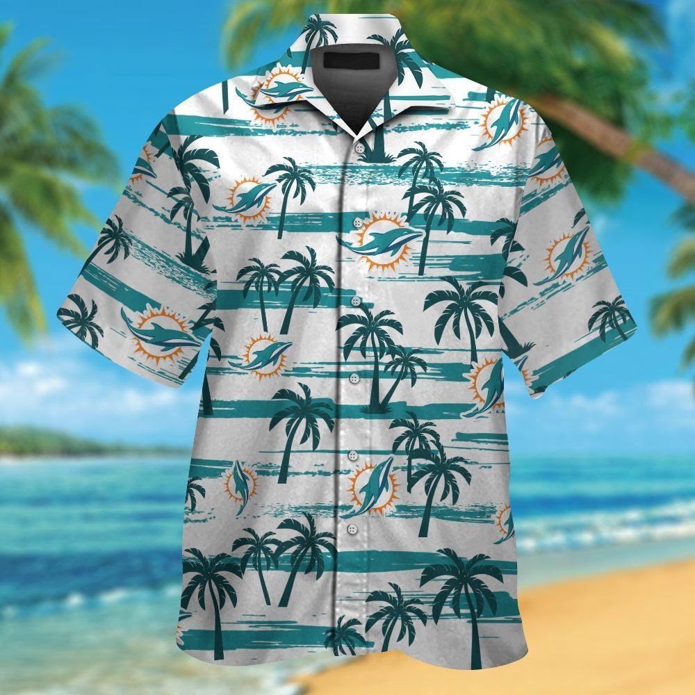 Miami Dolphins Short Sleeve Button Up Tropical Hawaiian Shirt VER08 Unisex T-shirt, Sweatshirt, Hoodie, Long Sleeve Tee - T-Shirt, Sweatshirt, Hoodie
