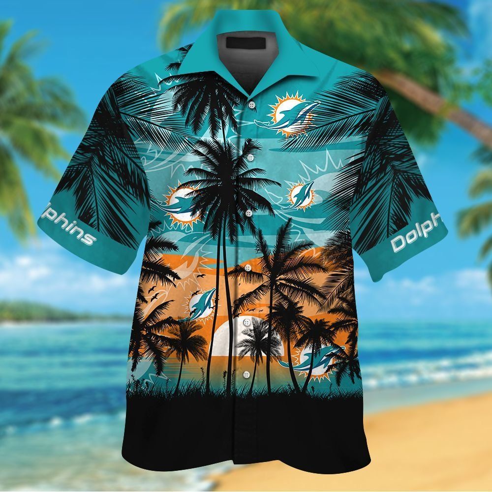 Miami Dolphins Short Sleeve Button Up Tropical Shirt Hawaiian Shirt Unisex T-shirt, Sweatshirt, Hoodie, Long Sleeve Tee - T-Shirt, Sweatshirt, Hoodie