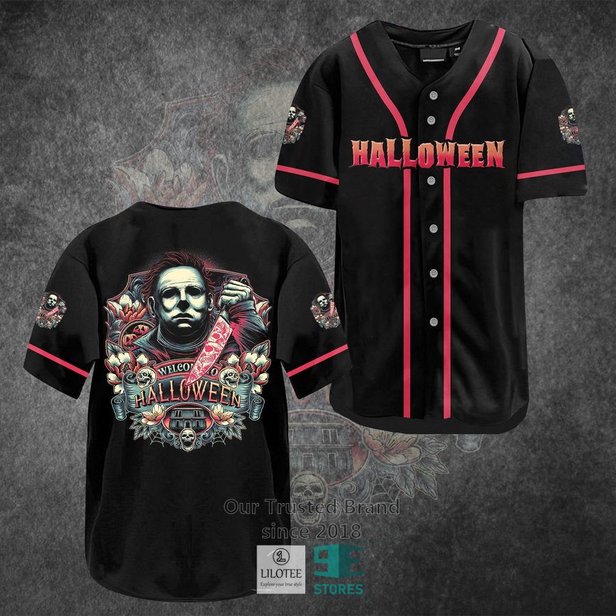 Michael Myers Welcome to halloween Horror Movie Baseball Jersey Unisex T-shirt, Sweatshirt, Hoodie, Long Sleeve Tee - T-Shirt, Sweatshirt, Hoodie
