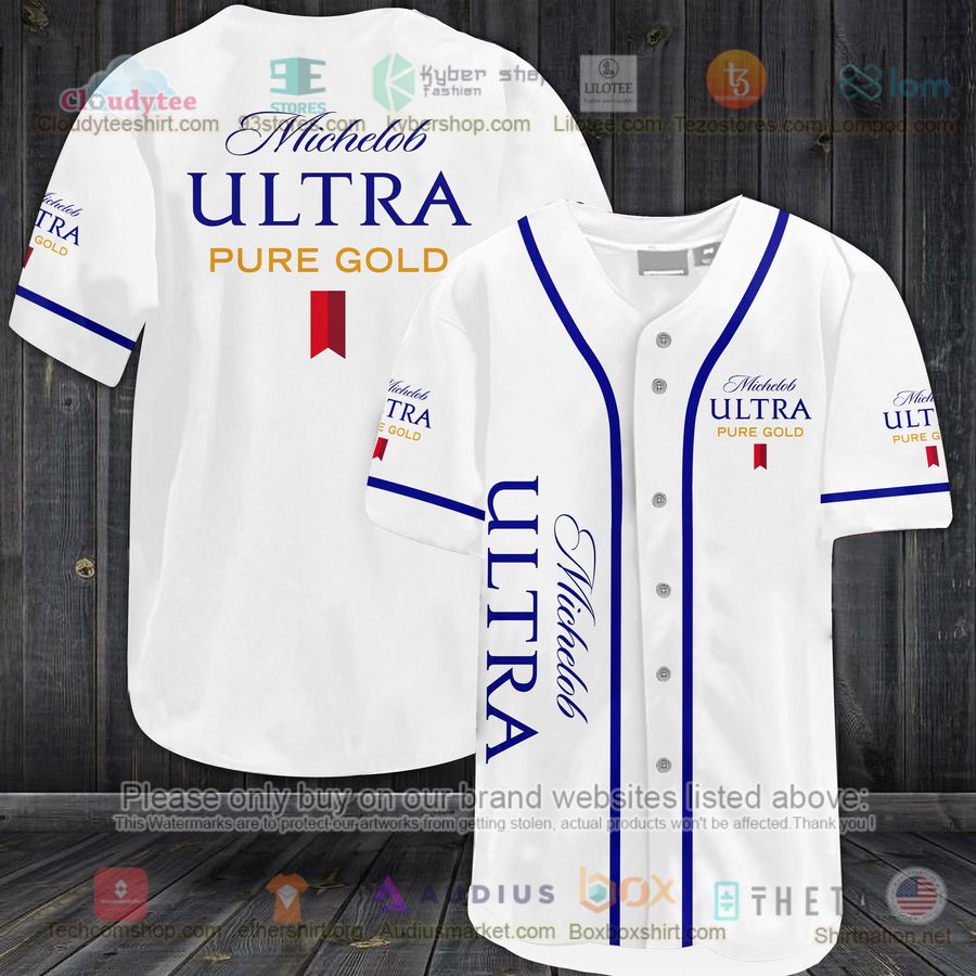 HOT Michelob ULTRA Pure Gold white Baseball Jersey Shirt Unisex T-shirt, Sweatshirt, Hoodie, Long Sleeve Tee - T-Shirt, Sweatshirt, Hoodie