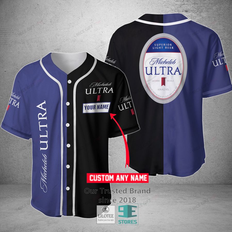 Michelob Ultra Your Name Black blue Baseball Jersey Unisex T-shirt, Sweatshirt, Hoodie, Long Sleeve Tee - T-Shirt, Sweatshirt, Hoodie