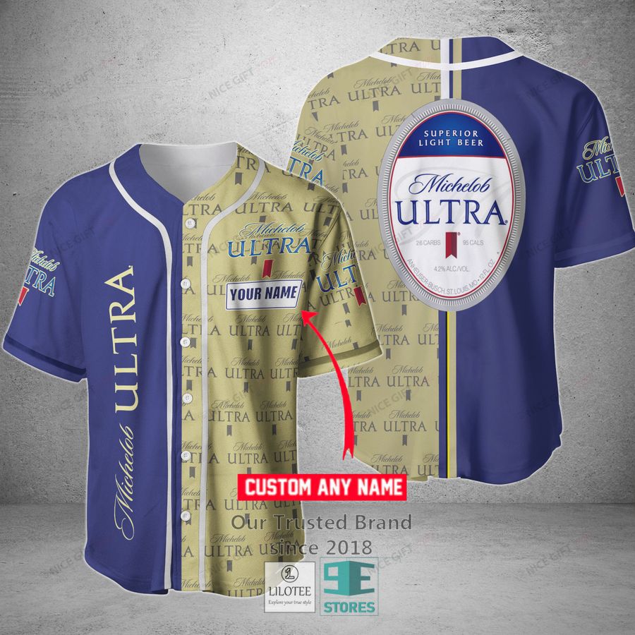 Michelob Ultra Your Name Blue Baseball Jersey Unisex T-shirt, Sweatshirt, Hoodie, Long Sleeve Tee - T-Shirt, Sweatshirt, Hoodie
