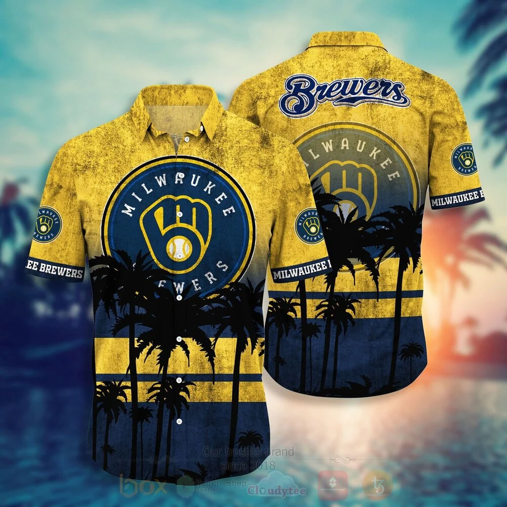 Milwaukee Brewers Hawaiian Shirt Milwaukee Brewers Symbol Palm Trees Vintage Hawaii Shirt Milwaukee Brewers Aloha Shirt - T-Shirt, Sweatshirt, Hoodie