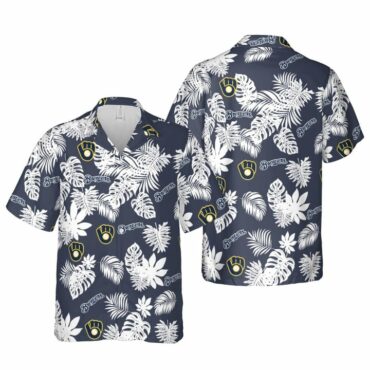 Milwaukee Brewers Midnight Palm Hawaiian Shirt Unisex T-shirt, Sweatshirt, Hoodie, Long Sleeve Tee - T-Shirt, Sweatshirt, Hoodie