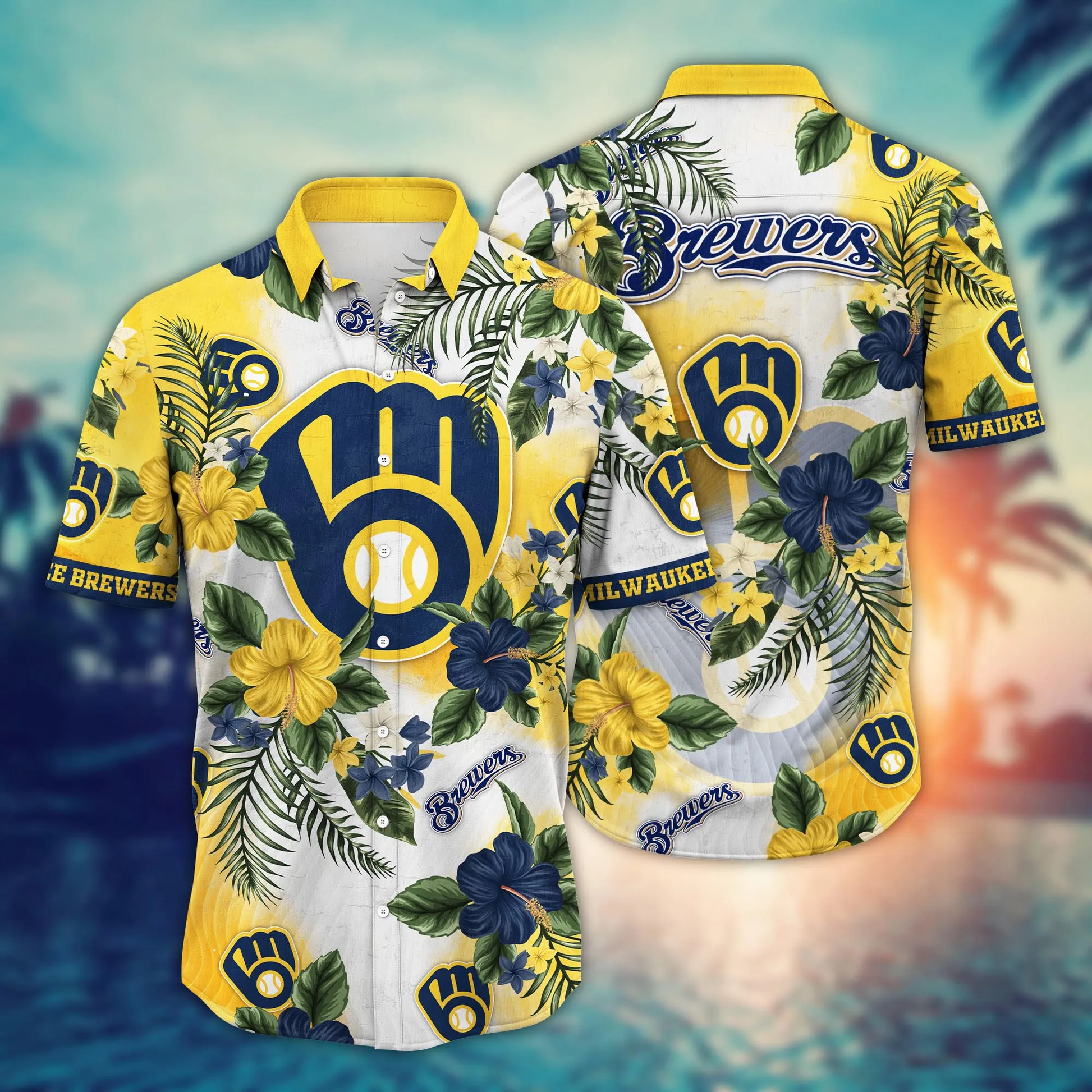 Milwaukee Brewers MLB Hawaiian Shirt Sun Dressestime Aloha Shirt Unisex T-shirt, Sweatshirt, Hoodie, Long Sleeve Tee - T-Shirt, Sweatshirt, Hoodie