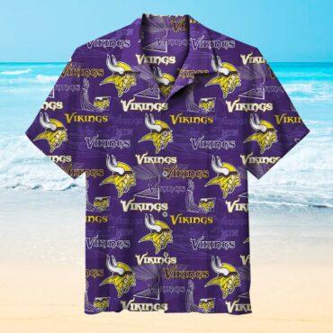 Minnesota Vikings All-Over Logo Hawaiian Shirt Unisex T-shirt, Sweatshirt, Hoodie, Long Sleeve Tee - T-Shirt, Sweatshirt, Hoodie