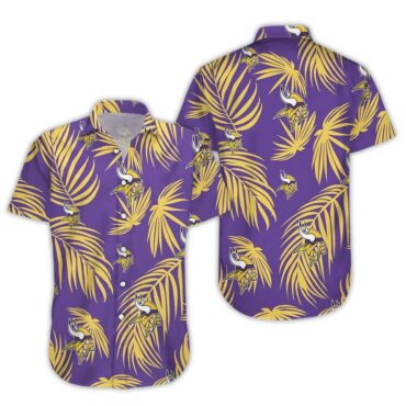 Minnesota Vikings Golden Palm Breeze Hawaiian Shirt Unisex T-shirt, Sweatshirt, Hoodie, Long Sleeve Tee - T-Shirt, Sweatshirt, Hoodie