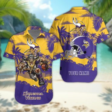 Minnesota Vikings Personalized Gridiron Warrior Hawaiian Shirt Unisex T-shirt, Sweatshirt, Hoodie, Long Sleeve Tee - T-Shirt, Sweatshirt, Hoodie