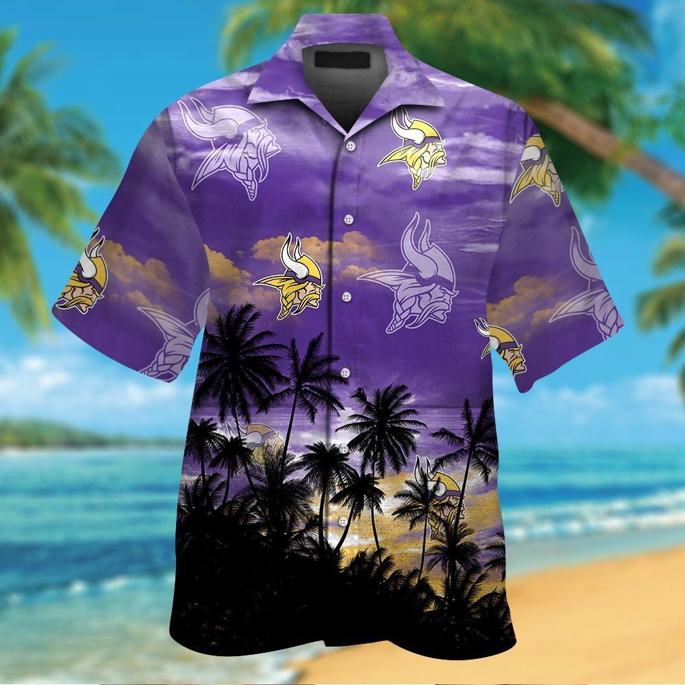 Minnesota Vikings Short Sleeve Button Up Tropical Hawaiian Shirt VER014 Unisex T-shirt, Sweatshirt, Hoodie, Long Sleeve Tee - T-Shirt, Sweatshirt, Hoodie