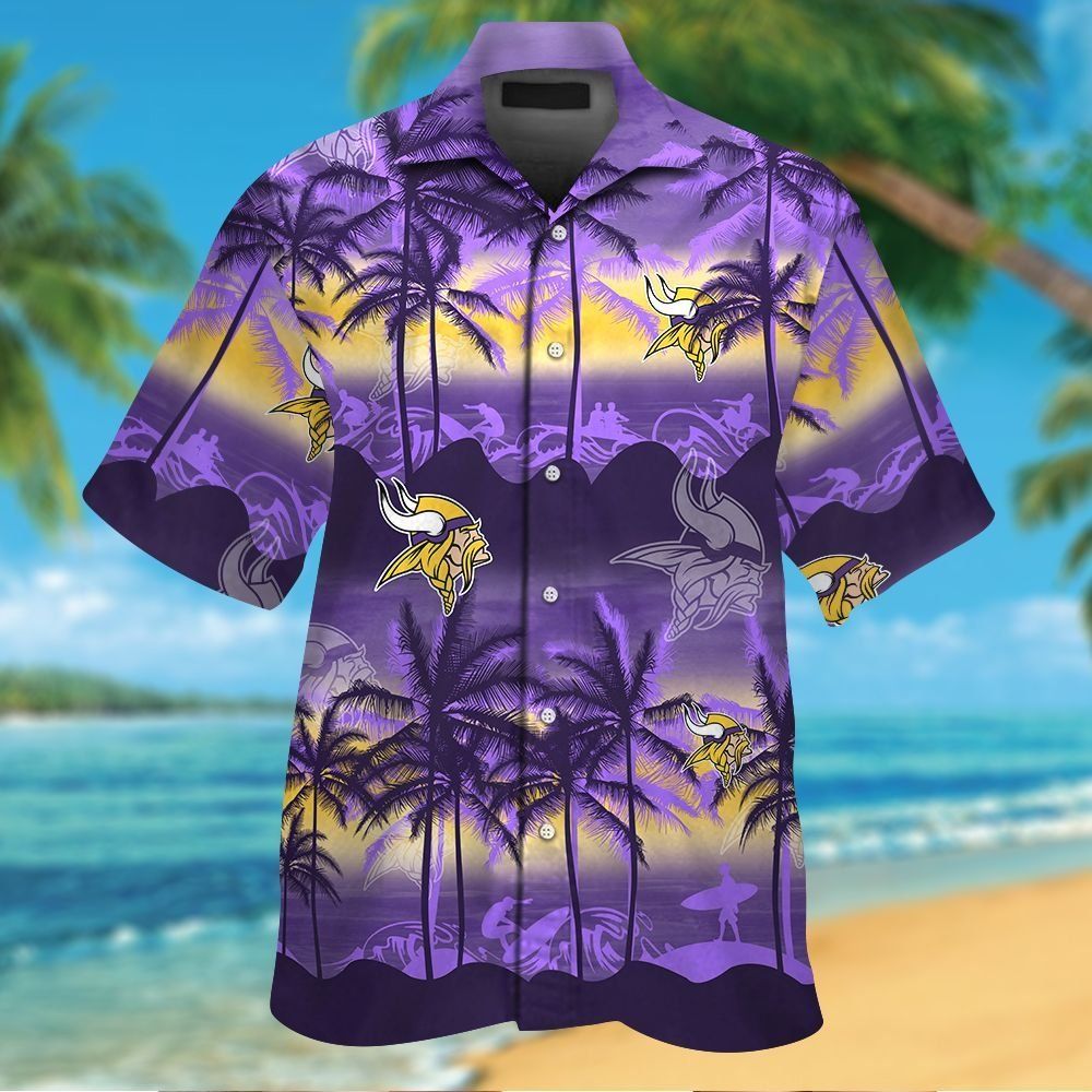 Minnesota Vikings Short Sleeve Button Up Tropical Hawaiian Shirt VER019 Unisex T-shirt, Sweatshirt, Hoodie, Long Sleeve Tee - T-Shirt, Sweatshirt, Hoodie