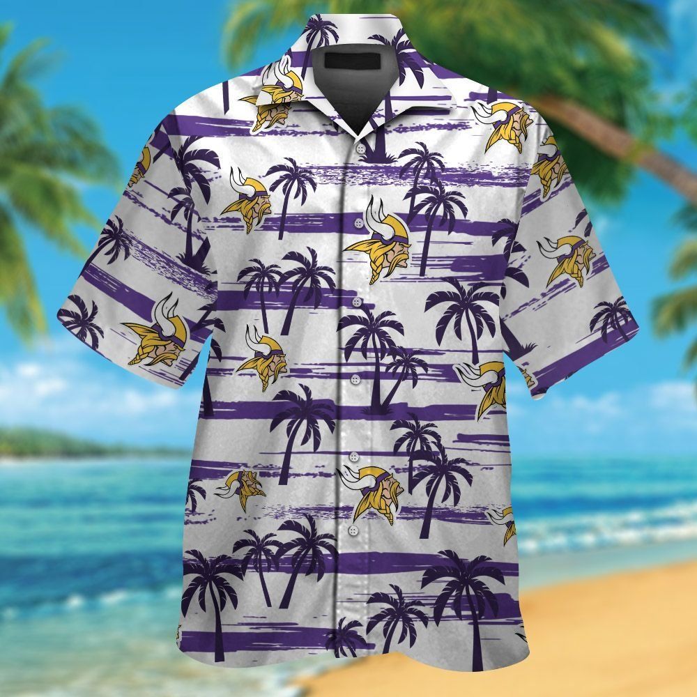 Minnesota Vikings Short Sleeve Button Up Tropical Hawaiian Shirt VER020 Unisex T-shirt, Sweatshirt, Hoodie, Long Sleeve Tee - T-Shirt, Sweatshirt, Hoodie
