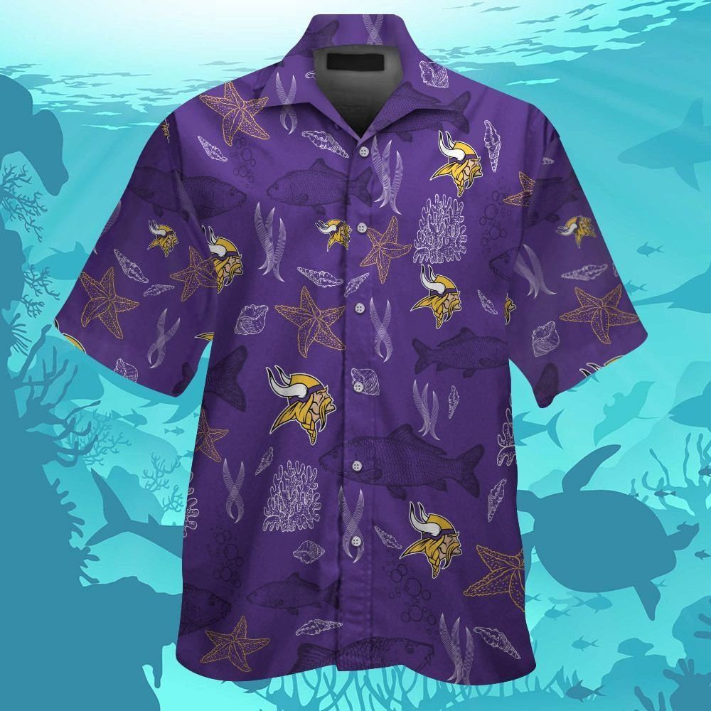 Minnesota Vikings Short Sleeve Button Up Tropical Hawaiian Shirt VER06 Unisex T-shirt, Sweatshirt, Hoodie, Long Sleeve Tee - T-Shirt, Sweatshirt, Hoodie