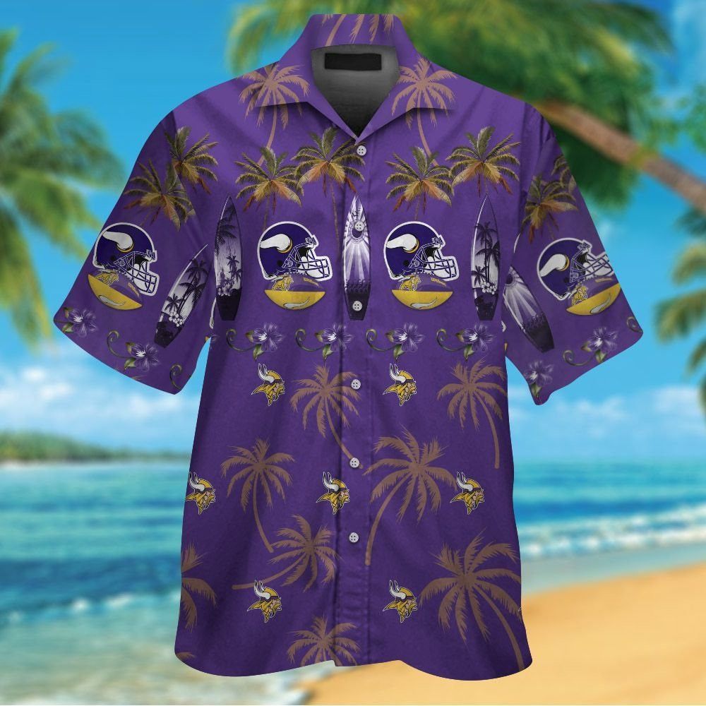 Minnesota Vikings Short Sleeve Button Up Tropical Hawaiian Shirt VER07 Unisex T-shirt, Sweatshirt, Hoodie, Long Sleeve Tee - T-Shirt, Sweatshirt, Hoodie
