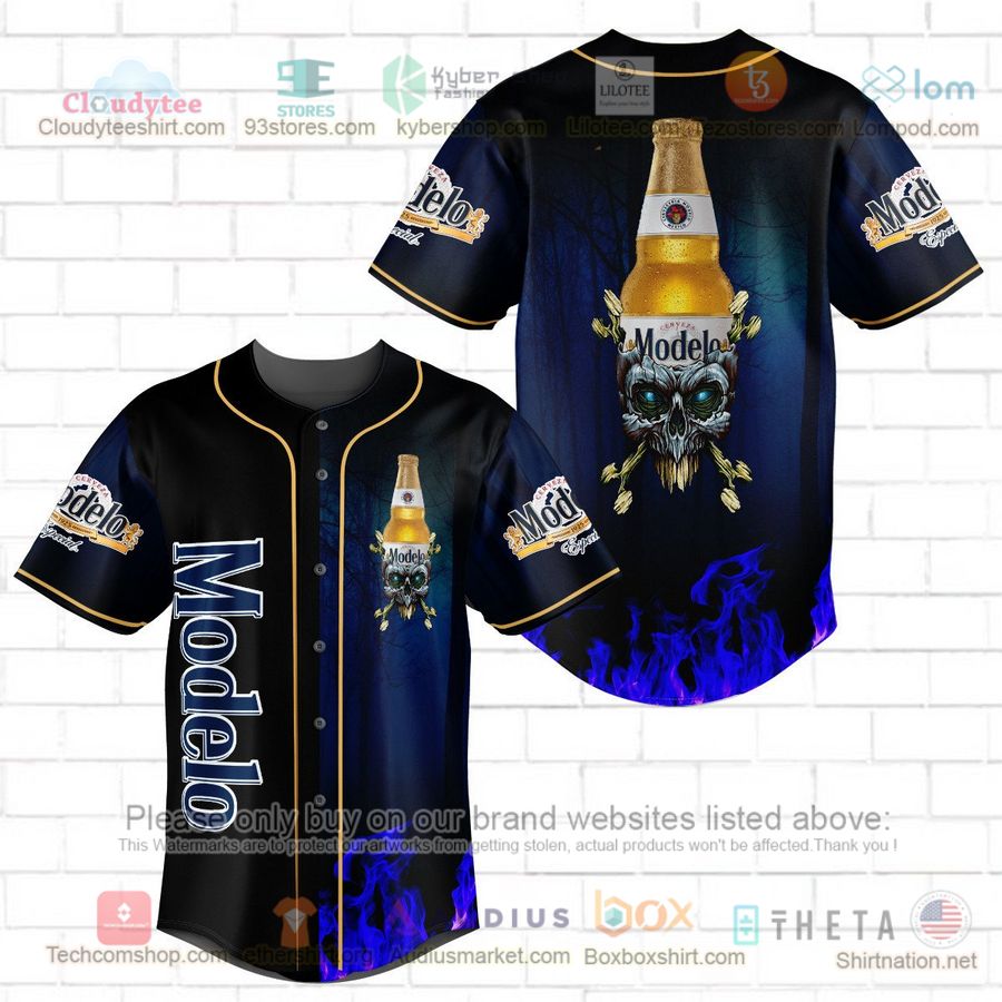 HOT Modelo skull head Baseball Jersey Shirt Unisex T-shirt, Sweatshirt, Hoodie, Long Sleeve Tee - T-Shirt, Sweatshirt, Hoodie