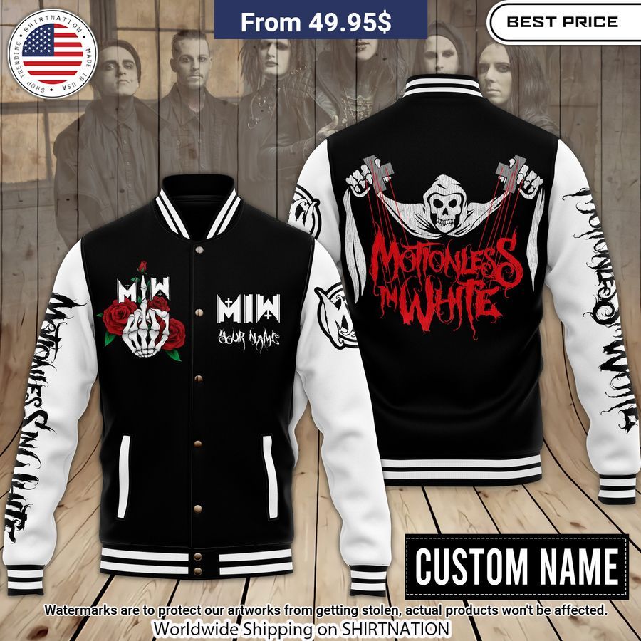 Motionless in White Custom Baseball Jacket Unisex T-shirt, Sweatshirt, Hoodie, Long Sleeve Tee - T-Shirt, Sweatshirt, Hoodie