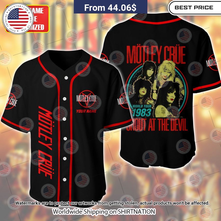 Motley Crue Shout At The Devil Baseball Jersey Unisex T-shirt, Sweatshirt, Hoodie, Long Sleeve Tee - T-Shirt, Sweatshirt, Hoodie